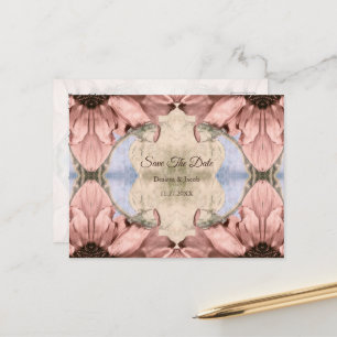 Florale Rose Gold Röte Pink Aquarell Hochzeit Postkarte
