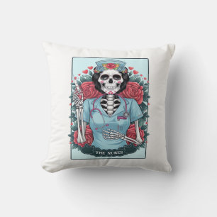 Florale Rose Skelett Krankenschwester Tarot Karte  Kissen