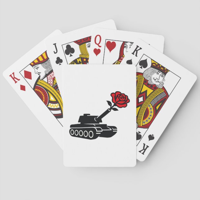 Florale Rose tank Anti-War-Pazifismus Spielkarten (Rückseite)
