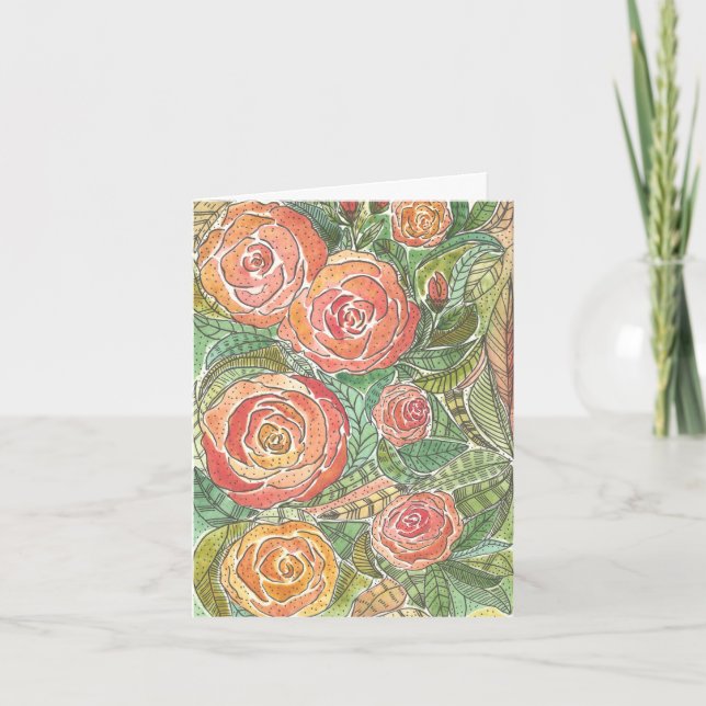 Florale Rose Wasserfarbenkarte Karte (Vorderseite)