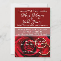 Florale rote Rose mit Ring Hochzeitseinladung