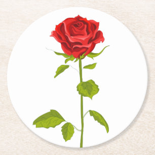 Florale rote Rosenblumen Hochzeit Brautparty Runder Pappuntersetzer