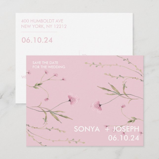 Florale Save-the-Date-Karten (Vorne/Hinten)