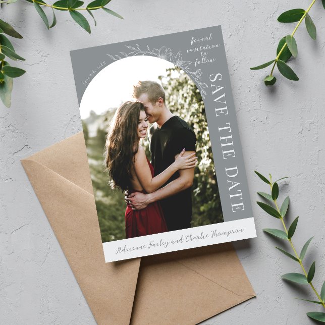Florale Schlichtheit 1 Stein Grau Save The Date (Von Creator hochgeladen)