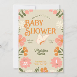 Florale Schmetterlings-Baby-Shower-Einladung