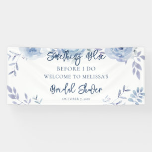 Florale Schreibschrift Etwas Blaues Brautparty Banner