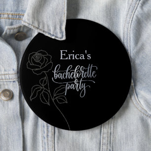 Florale schwarze gothische Junggesellinnenparty Button