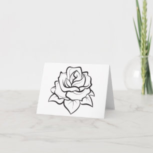 Florale schwarze und weiße Rose - Hallo, Liebe Dankeskarte