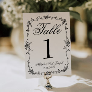 Florale schwarze weiße botanische Hochzeitstisch-N Einladung