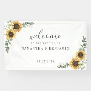 Florale Sonnenblumen Eukalyptus Schrift Hochzeit Banner