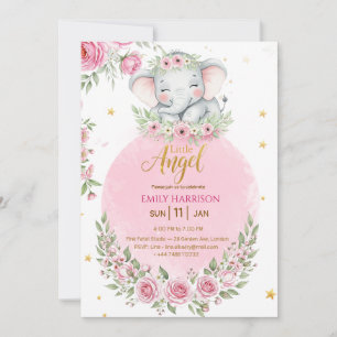 Florale Süße Elefant Mädchen Baby Shower Einladung