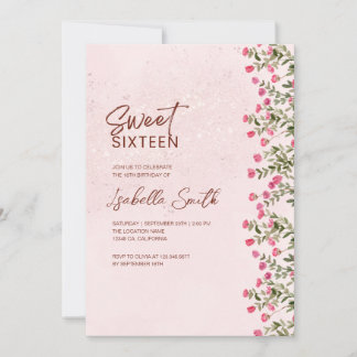 Florale Sweet 16 Party-Einladung – Elegant Rustika Einladung