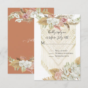 Florale Terrakotta-Pampasgras-Rosen-Grün-RSVP RSVP Karte