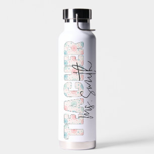 Florale Typografie-Schriftart Lehrer Namensschild Trinkflasche