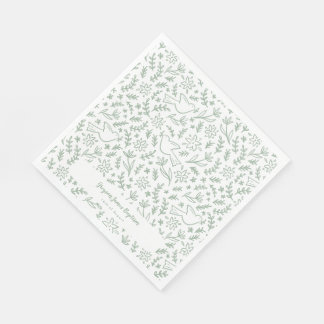Florale und christliche Symbole Lunch-Napkins Grün Serviette