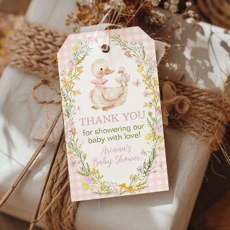 Florale Verrückte Gans Rosa Baby Shower Danke Geschenkanhänger