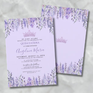 Florale violette Quinceanera-Einladung Einladung