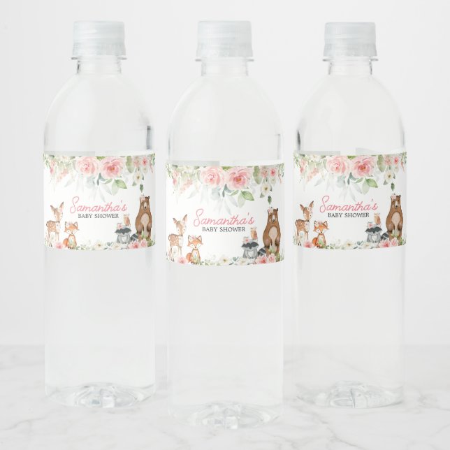 Florale Waldtiere Baby Shower (Flaschen)