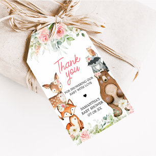 Florale Waldtiere Baby Shower Favor Tags Geschenkanhänger