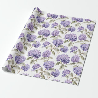 Florale Wasserfarbe - Lavender Lila Hydrangeas Geschenkpapier
