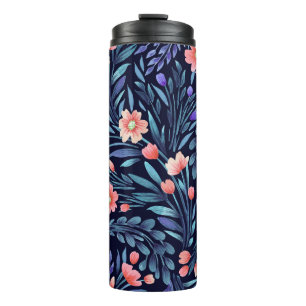 Florale Wasserfarbe, nahtloses Muster, Stoffdesign Thermosbecher