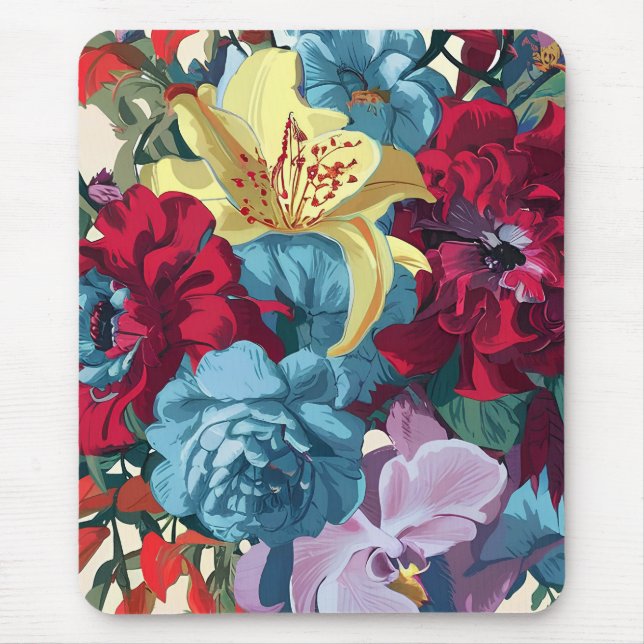 Florale Watercolor Monogram Delight Mousepad (Vorne)