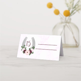 Florale Western Hufeisen-Quinceanera Platzkarte