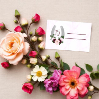 Florale Western Hufeisen-Quinceanera Platzkarte