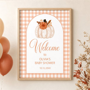 Florale Willkommensgruß zur Babyparty zum Thema Kü Poster
