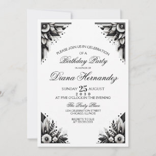 Floraler Art Deco Party-Einladung Einladung