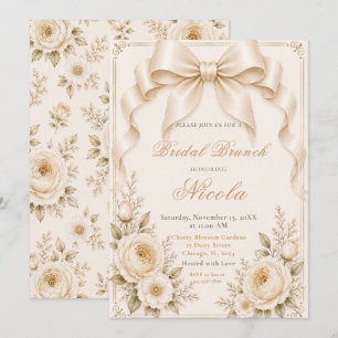 Floraler Champagner-Koketten-Schleifen-Hochzeitsbr Einladung