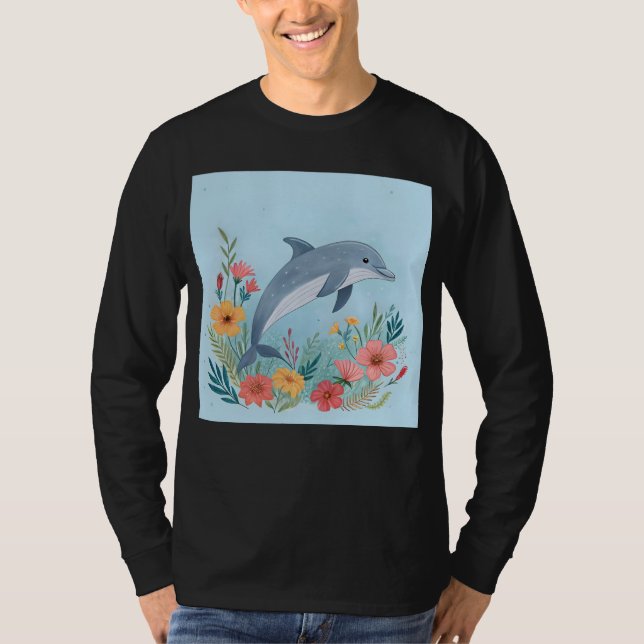 Floraler Delfin T-Shirt (Vorderseite)