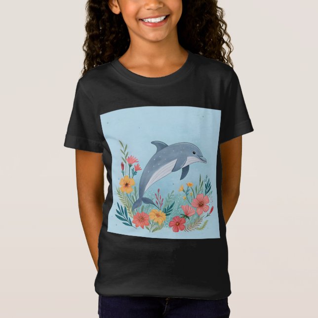 Floraler Delfin T-Shirt (Vorderseite)