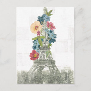 Floraler Eiffelturm Paris, Frankreich Postkarte