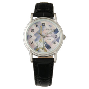 Floraler Eiffelturm Paris ist immer eine gute Idee Armbanduhr