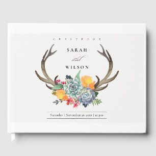 FLORALER ERFOLG ANTLER BOHEMISCH ALLURE MONOGRAMM GÄSTEBUCH