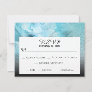 *~* Floraler Glitter Blau Lila Wasserfarben Hochze RSVP Karte