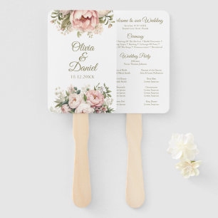 Floraler Hochzeitsprogramm-Fächer Rosenrote und Fächer