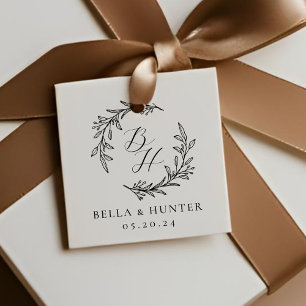 Floraler Kranz Hochzeitsinitialen Monogramm Geschenkanhänger