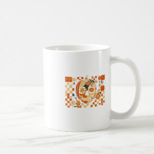 Floraler Kürbisschädel kariert Herbst Halloween Al Kaffeetasse