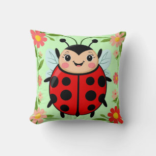 🐞 Floraler Marienkäfer-Gartenkunst für gemütliche Kissen