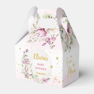 Floraler Mond Rosa Baby Shower Geschenkschachtel
