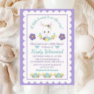 Floraler Osterhase & Eier Baby Shower Einladung