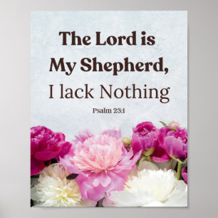Floraler Psalm 23:1 Der Herr ist mein Hirte Poster