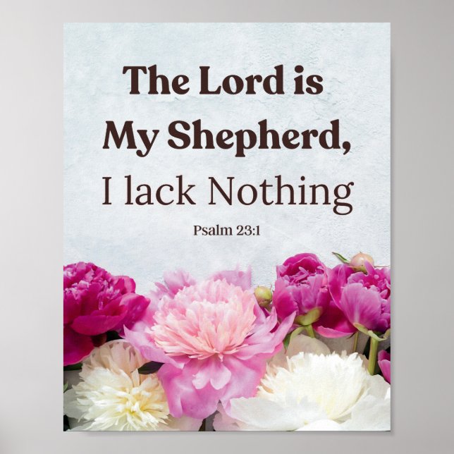 Floraler Psalm 23:1 Der Herr ist mein Hirte Poster (Vorne)