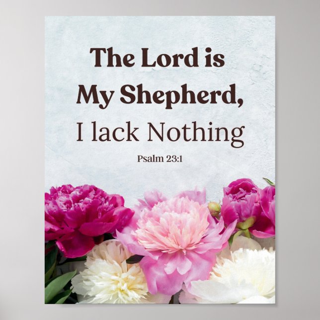 Floraler Psalm 23:1 Der Herr ist mein Hirte Poster (Vorne)