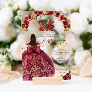 Floraler roter Prinzessinnenkleid Coquette Quincea Acryleinladungen