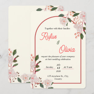 Floraler Torbogen - bearbeitbare Hochzeitseinladun Einladung
