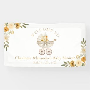 Floraler Wagen Willkommen Baby Shower Neutral Banner