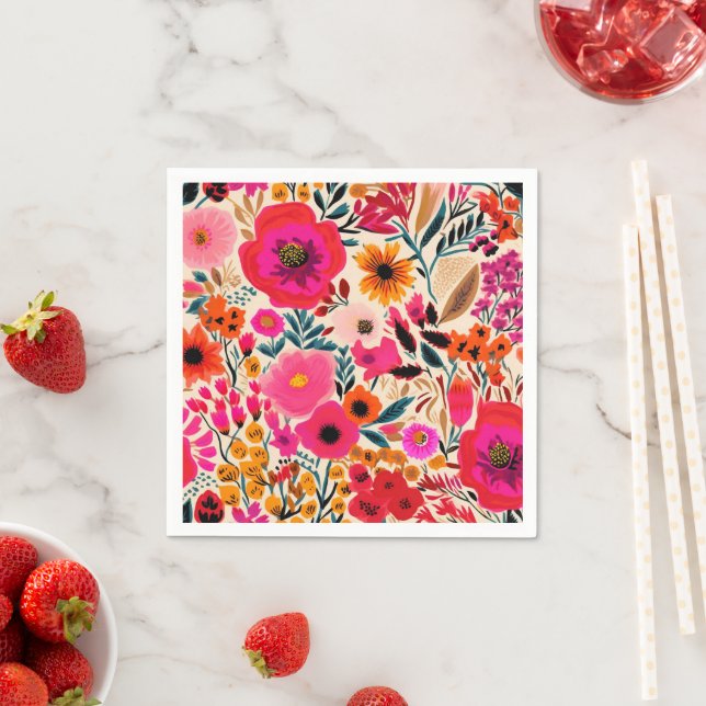 Florales abstraktes Frühlingsmuster Serviette (Beispiel)